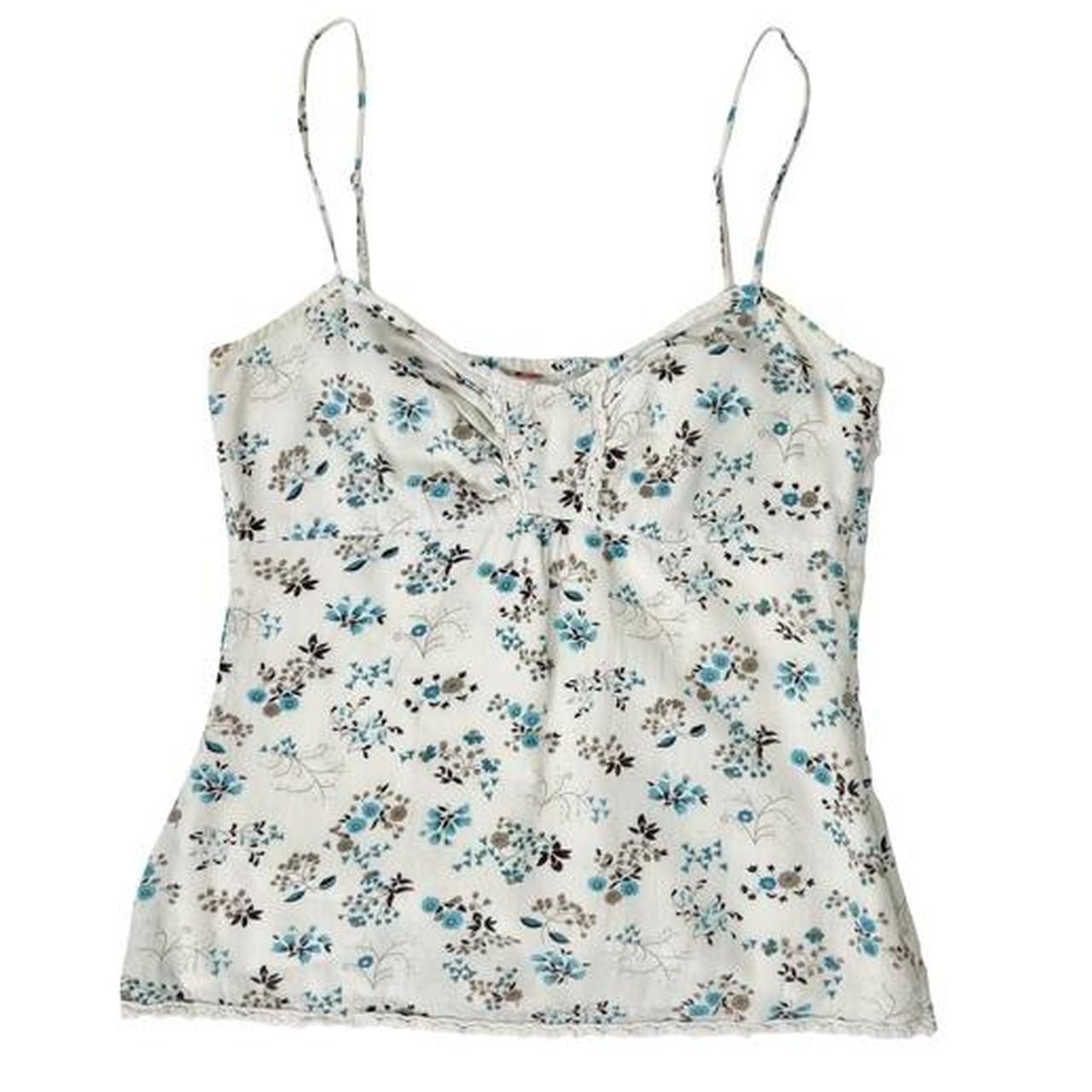 Y2K vintage white floral cami top. Light weight... - Depop