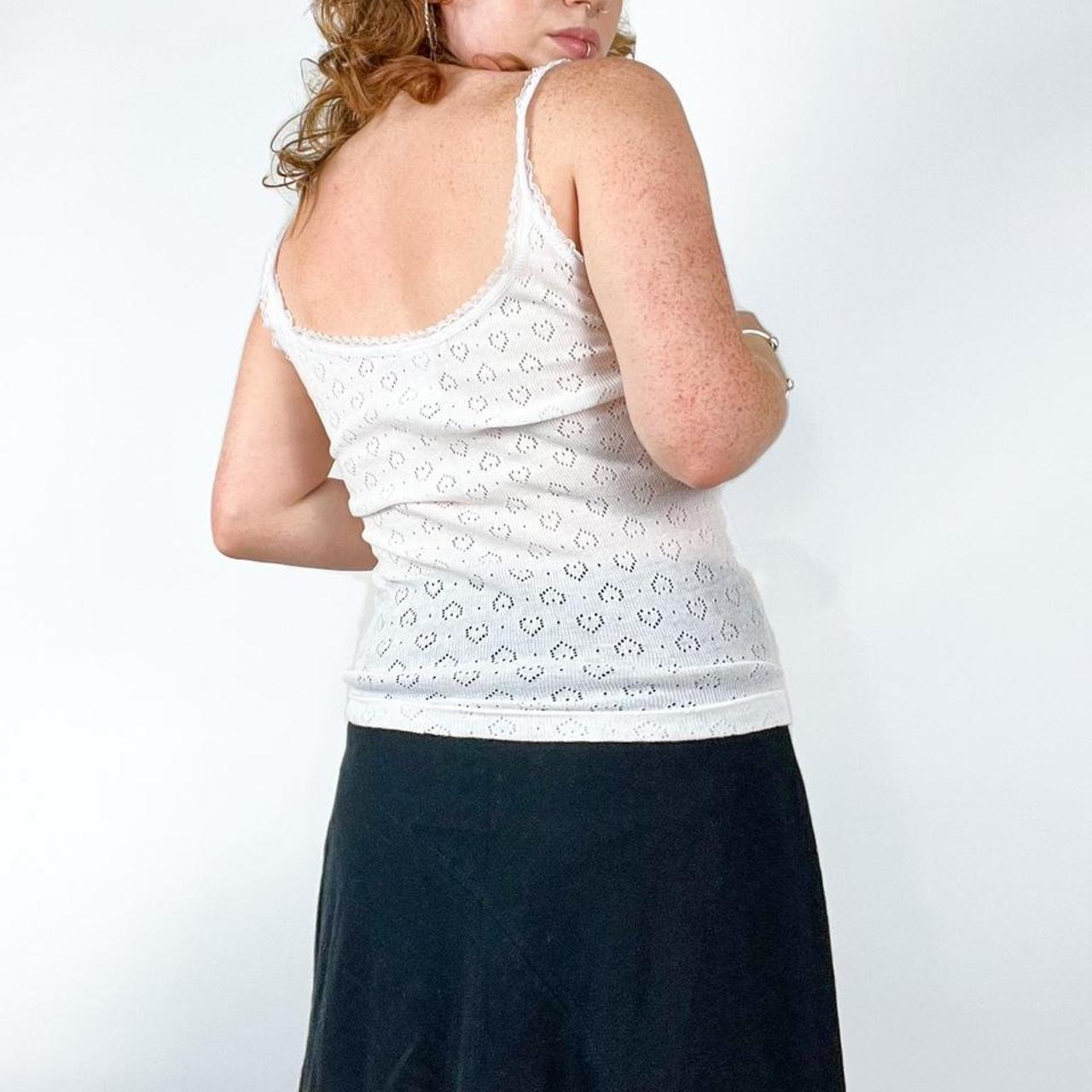 90s vintage white thermal vest. Heart shape design... Depop