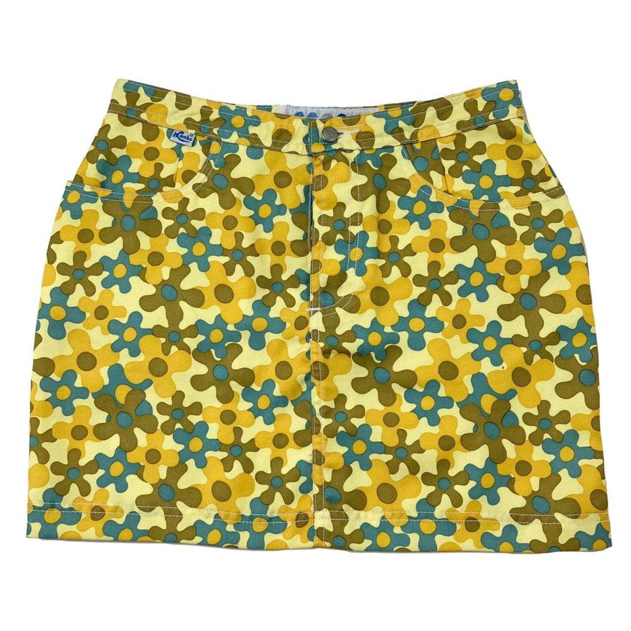 Y2k vintage yellow floral mini skirt by mambo.... - Depop