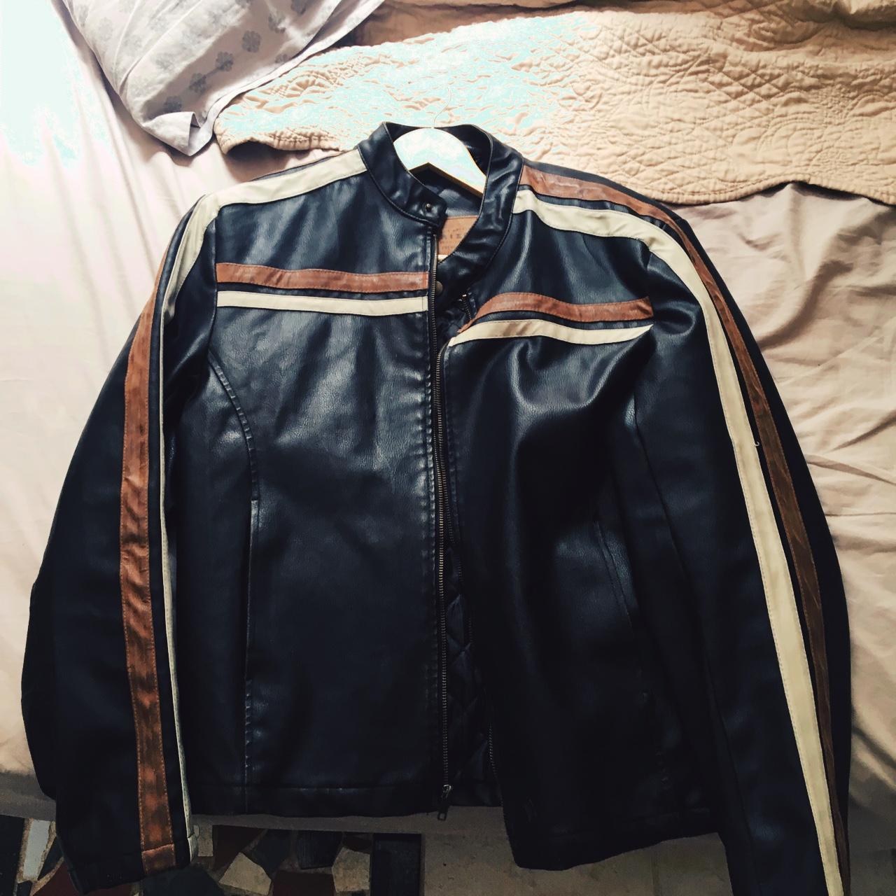 Arizona leather motorcycle jacket. Sz M. #vintage... - Depop