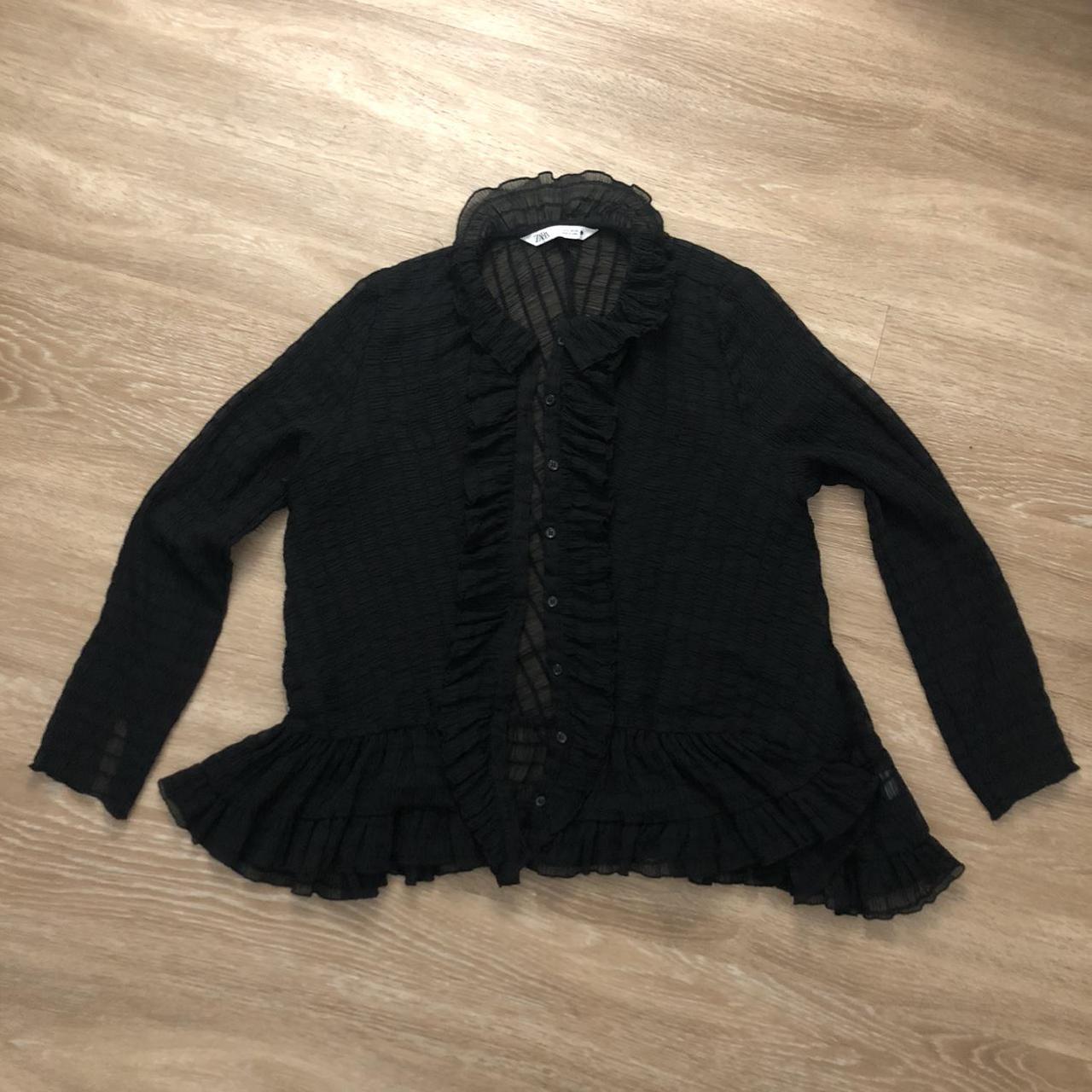 Zara Black Ruffle Plisse Pleats... Depop
