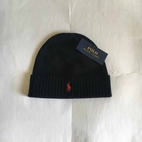 ralph lauren beanie black and red