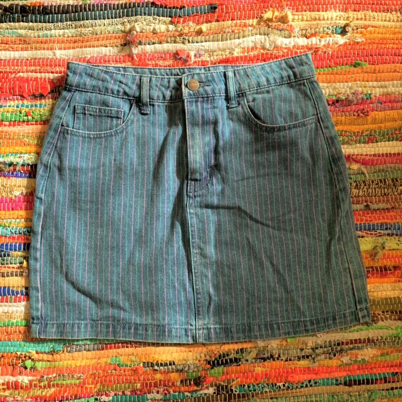 Forever21 Striped pink&denim mini skirt, barely