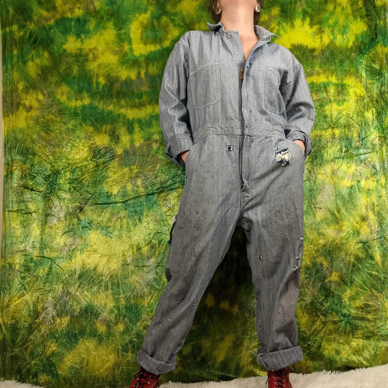 Thrashed Herringbone Stripe Key workwear coveralls... Depop