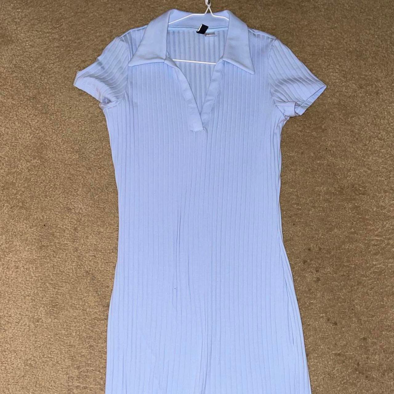 H&M baby blue ribbed dress Size medium Depop