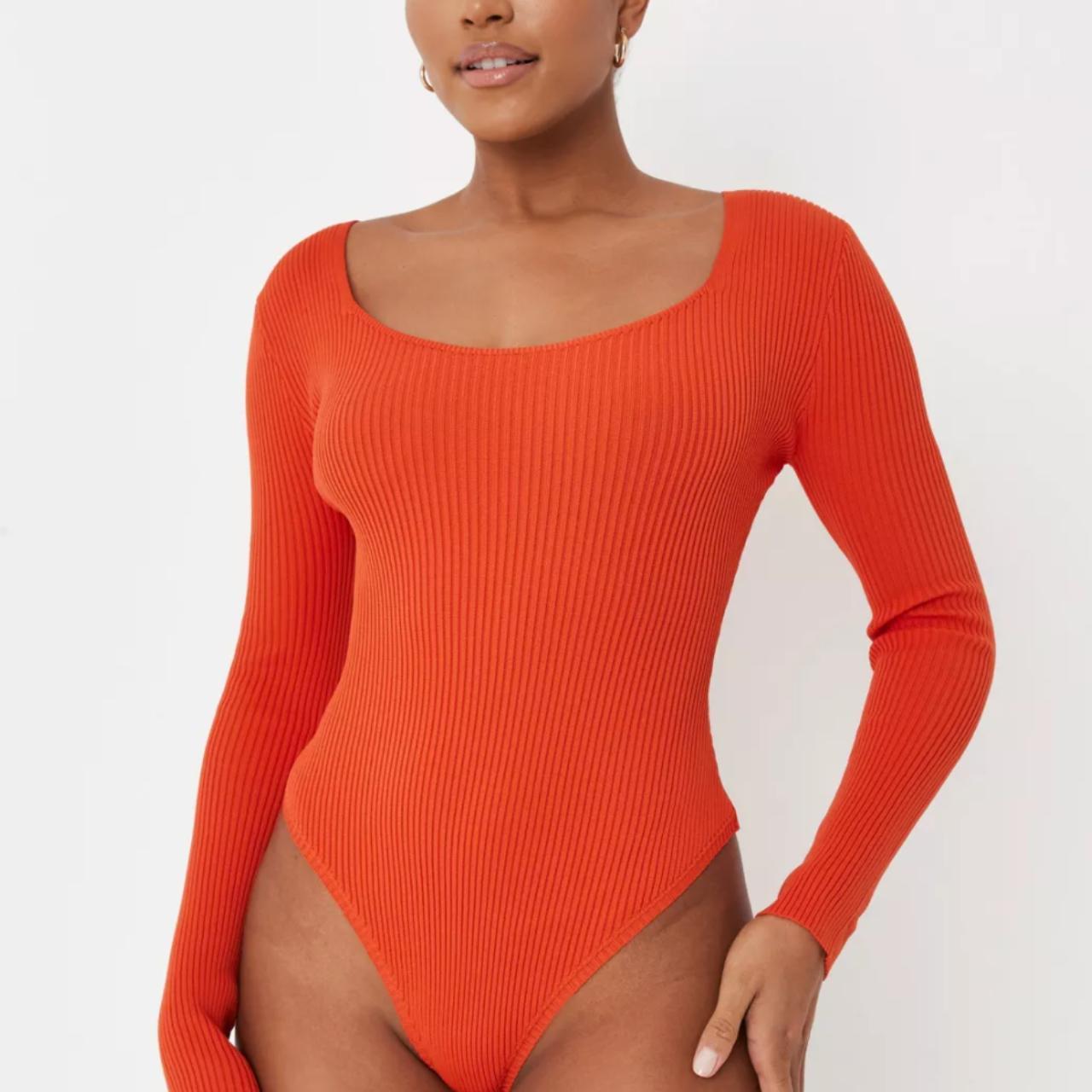 Orange bodysuit long sleeve online