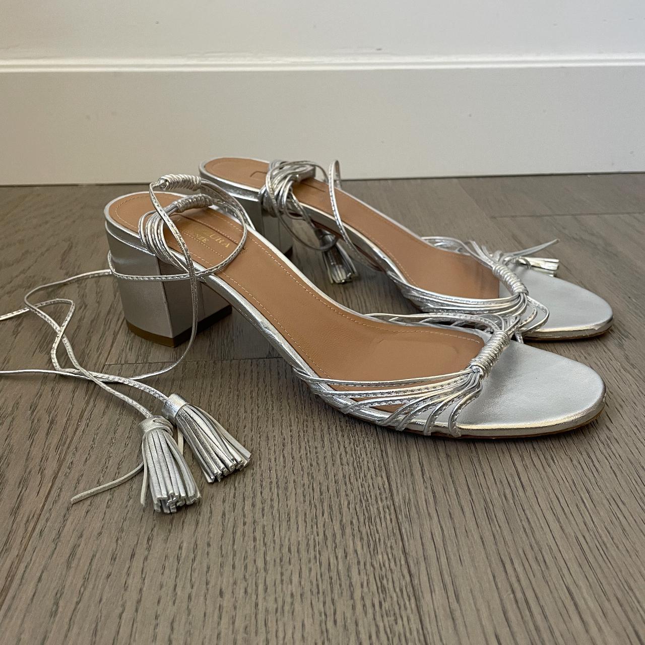 Aquazzura Women's Silver Sandals | Depop