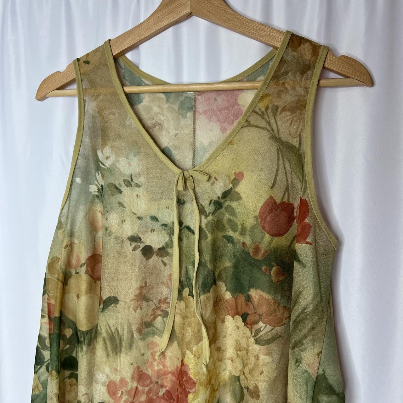 Women's Green and Cream Dress | Depop