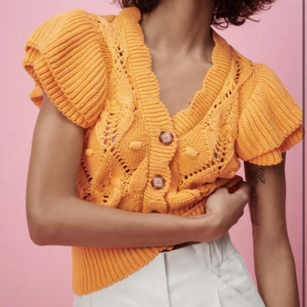 zara knit vest with ruffles