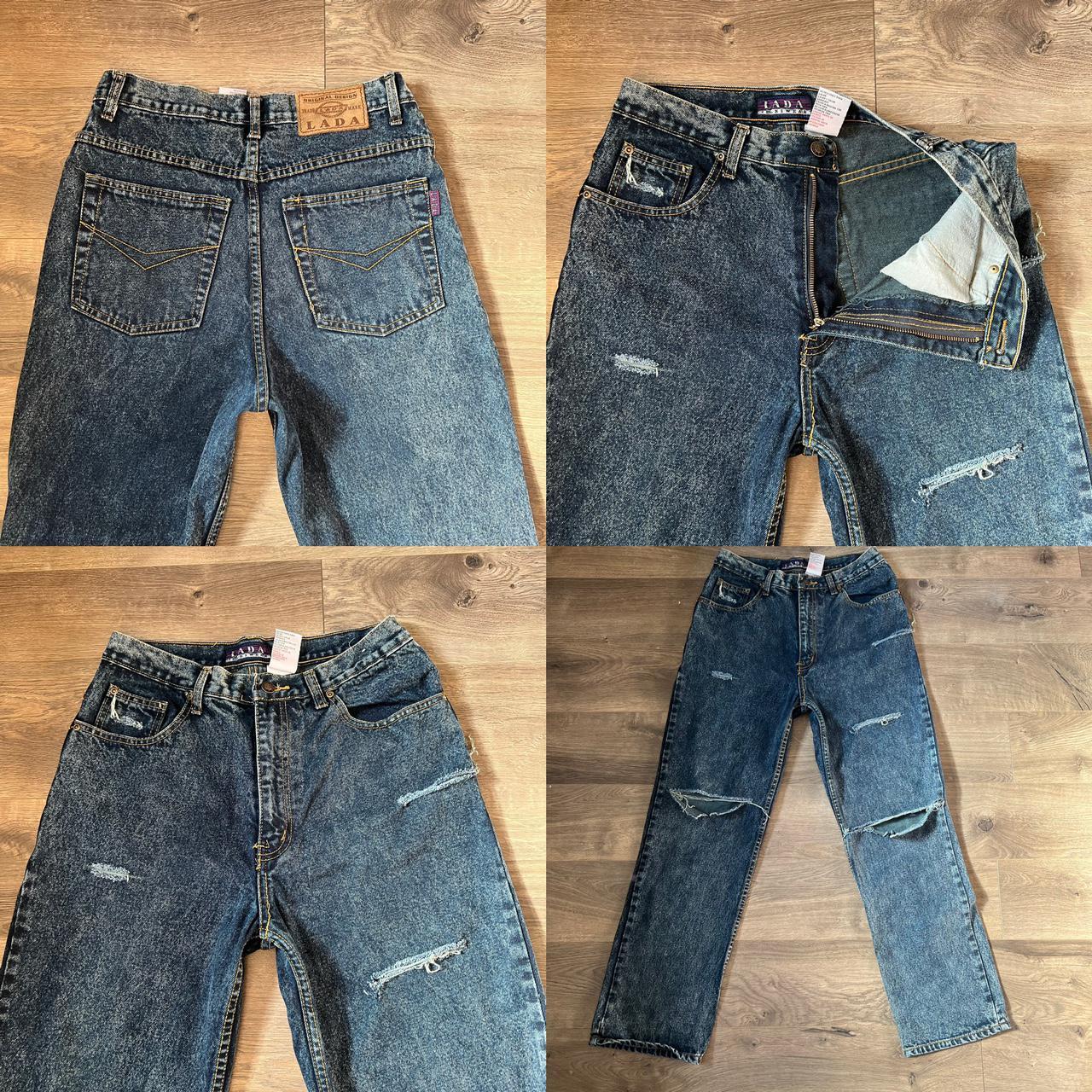 Vintage dark acid wash jeans. Perfectly distressed! Depop
