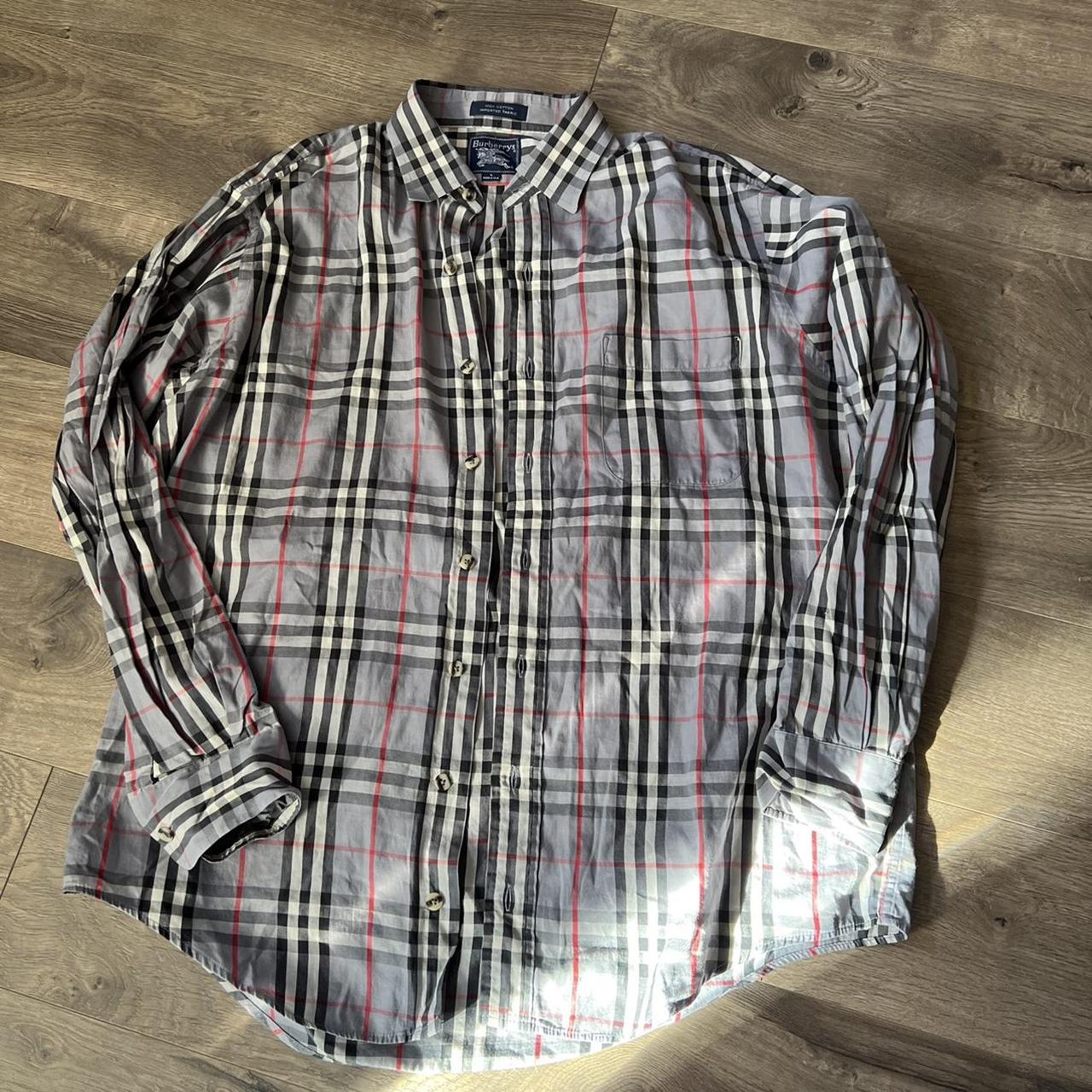 Vintage Burberrys nova check pattern button up... - Depop