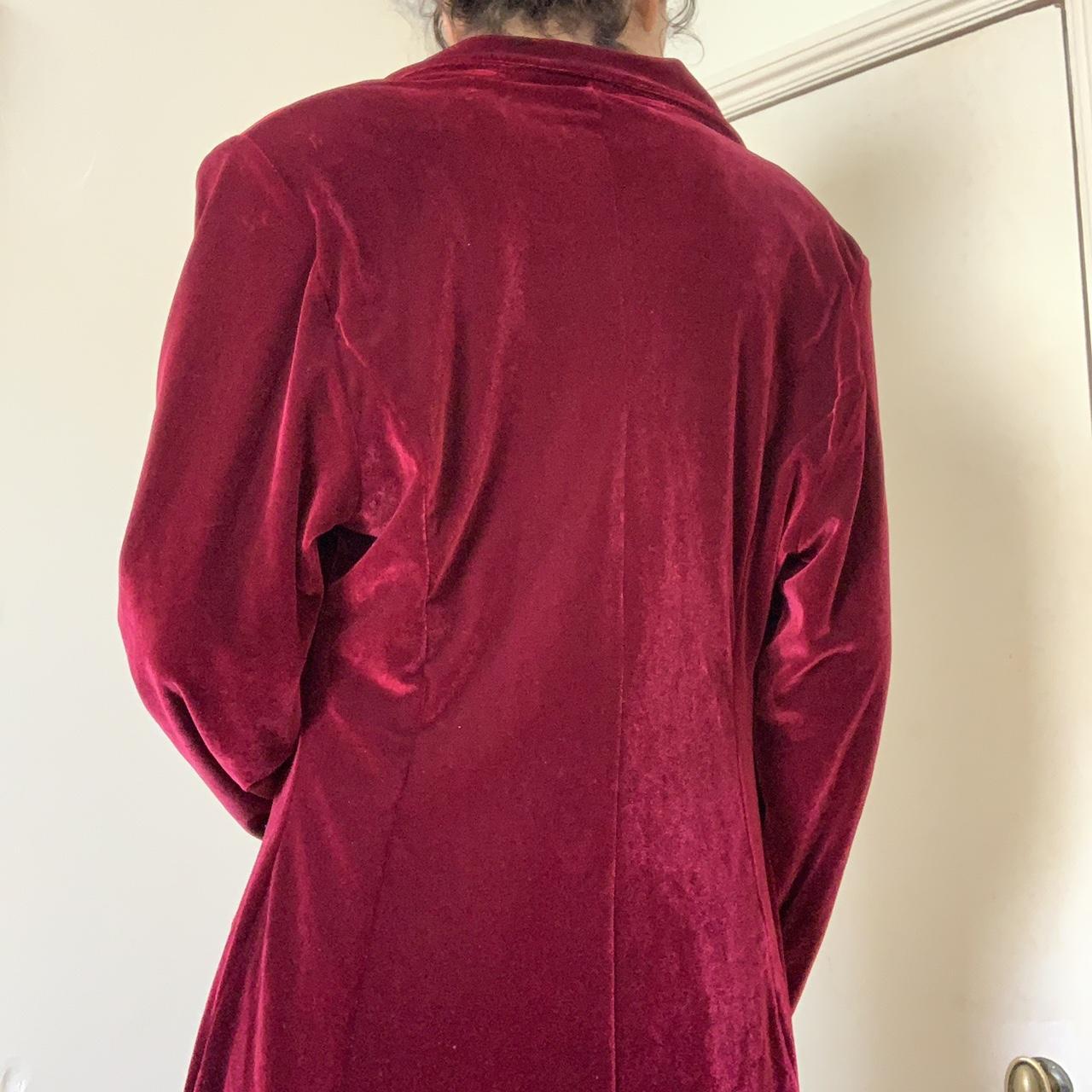 Gorgeous vintage maxi red velvet coat with button up... - Depop