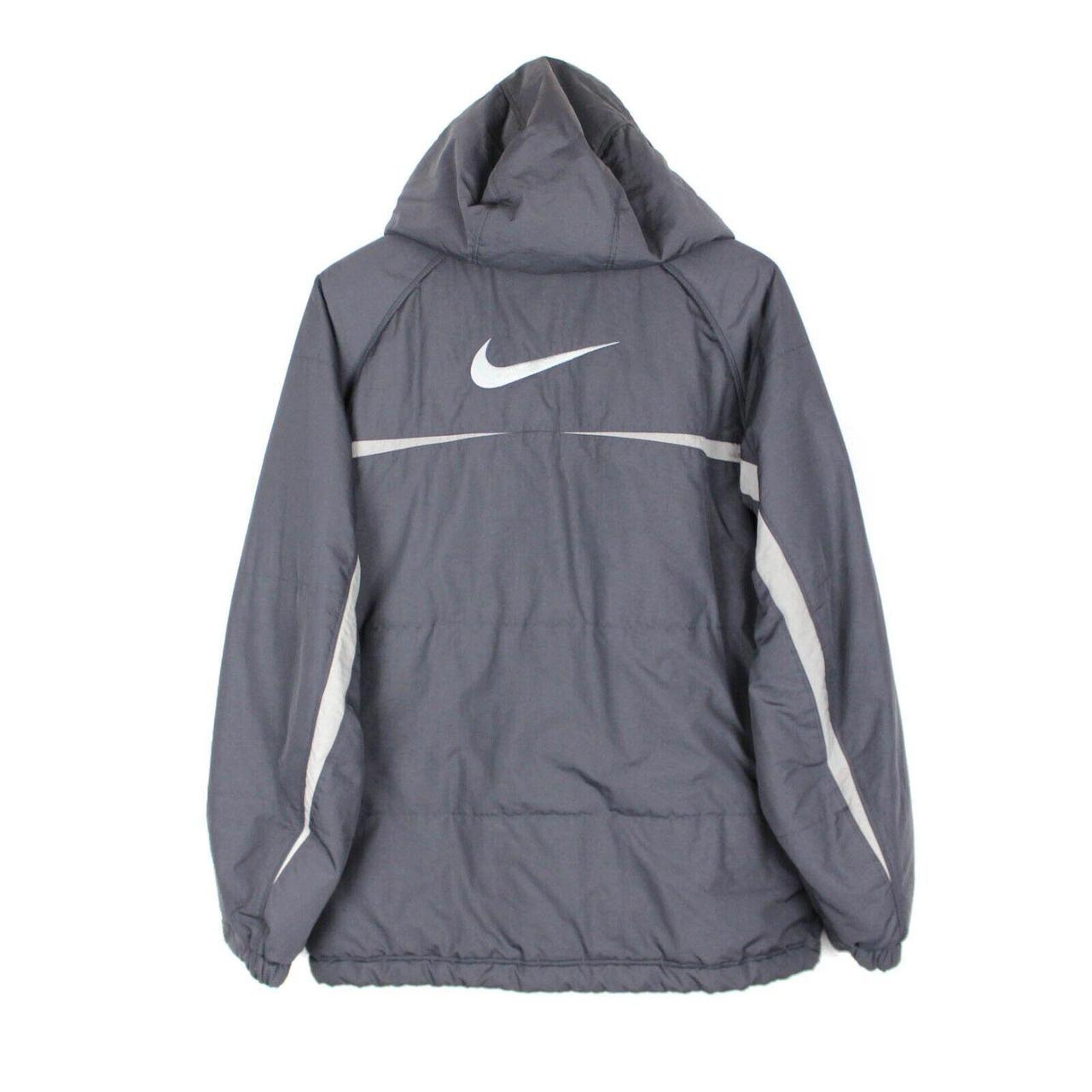 Nike Vintage Jacket Y2K Embroidered Big Swoosh Grey... - Depop