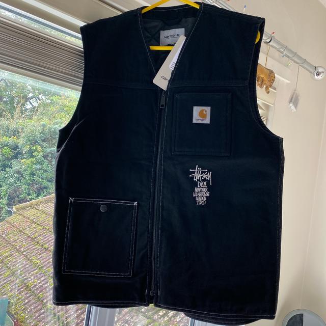 Stussy x Carhartt x DSM vest. Black. Size medium.... - Depop