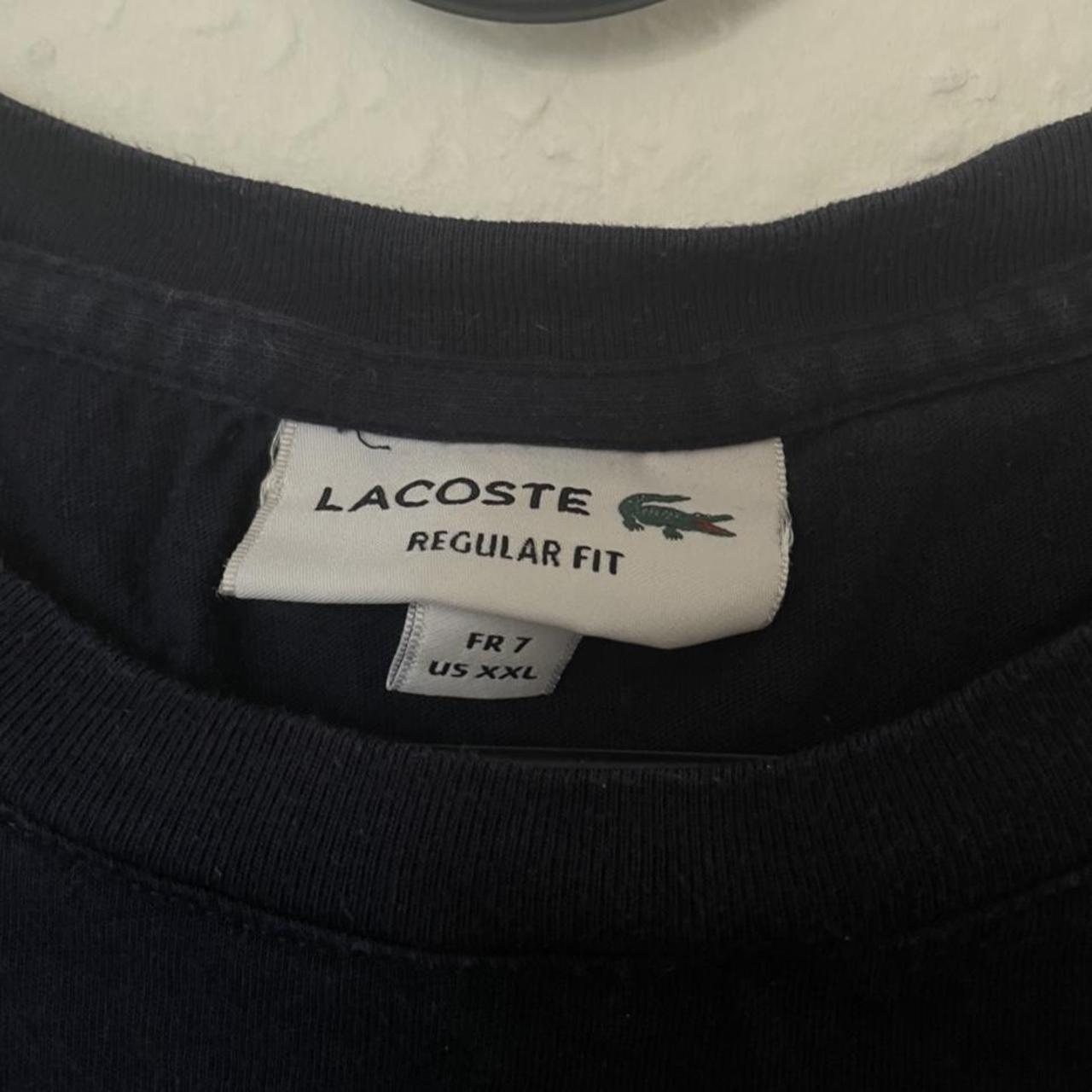 Navy blue Lacoste t-shirt with logo front Regular... - Depop