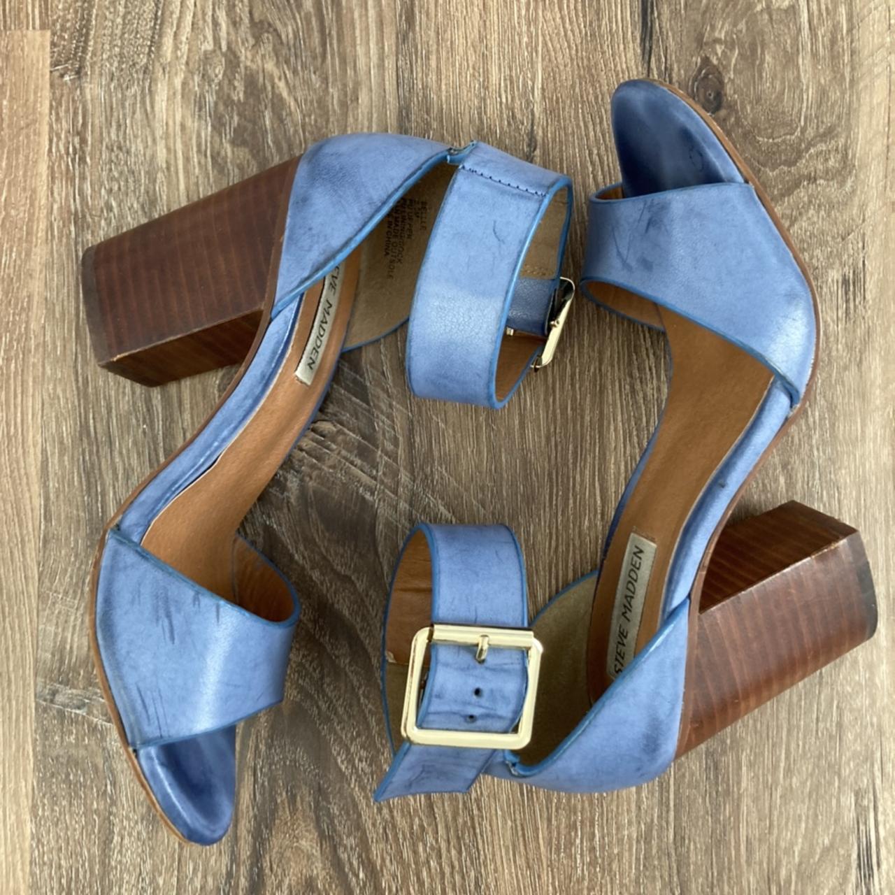 Steve Madden blue leather heel sandals - Depop