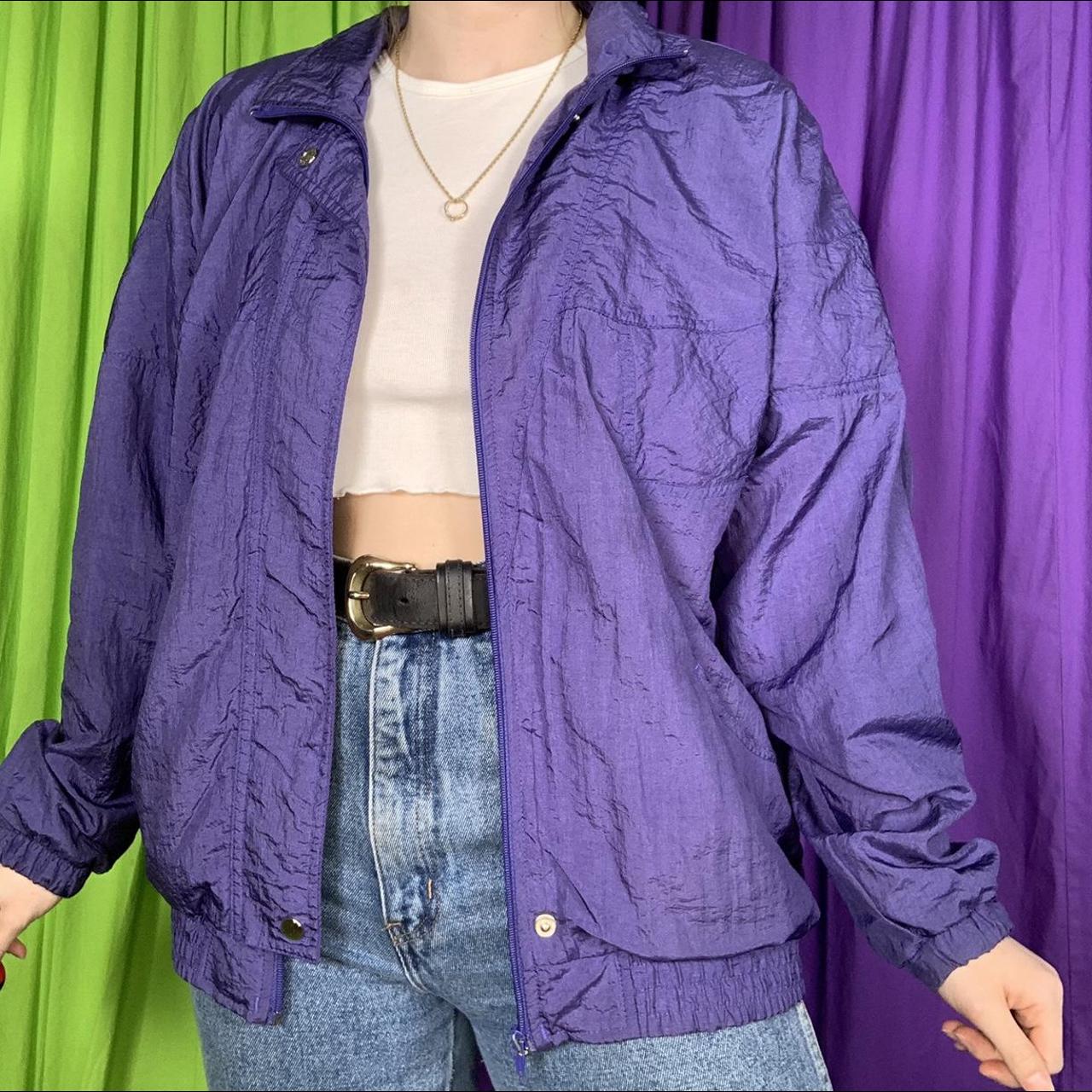 Vintage 90s deep purple indigo windbreaker jacket.... - Depop