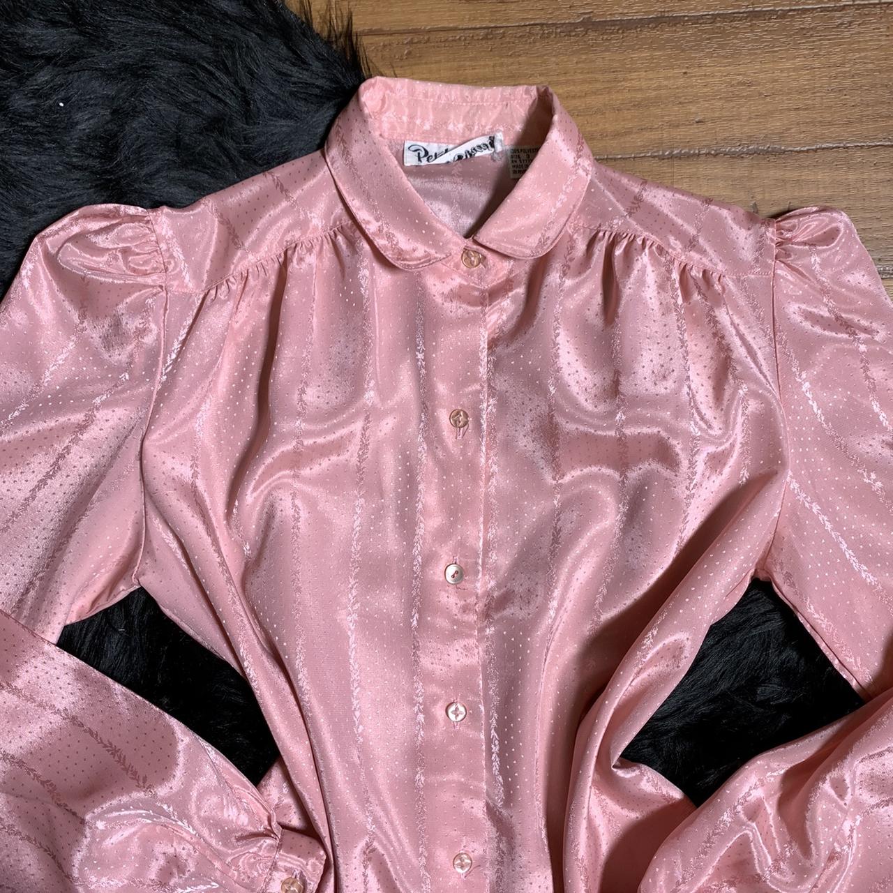 Beautiful vintage 80s baby pink satin long sleeve... - Depop