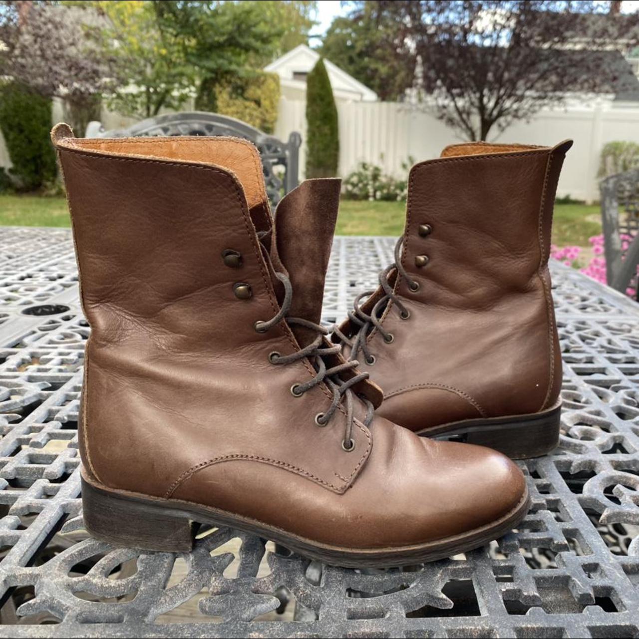 madewell 1937 brown leather lace up prairie boots