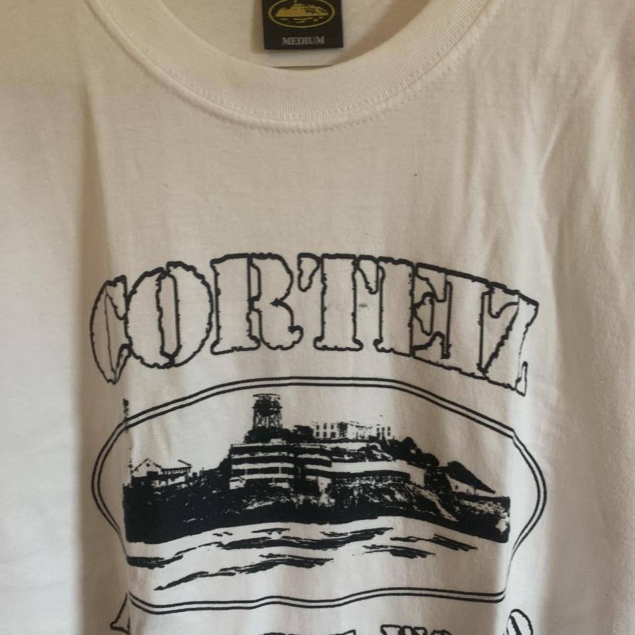 Black and white corteiz Alcatraz tee , size medium... - Depop