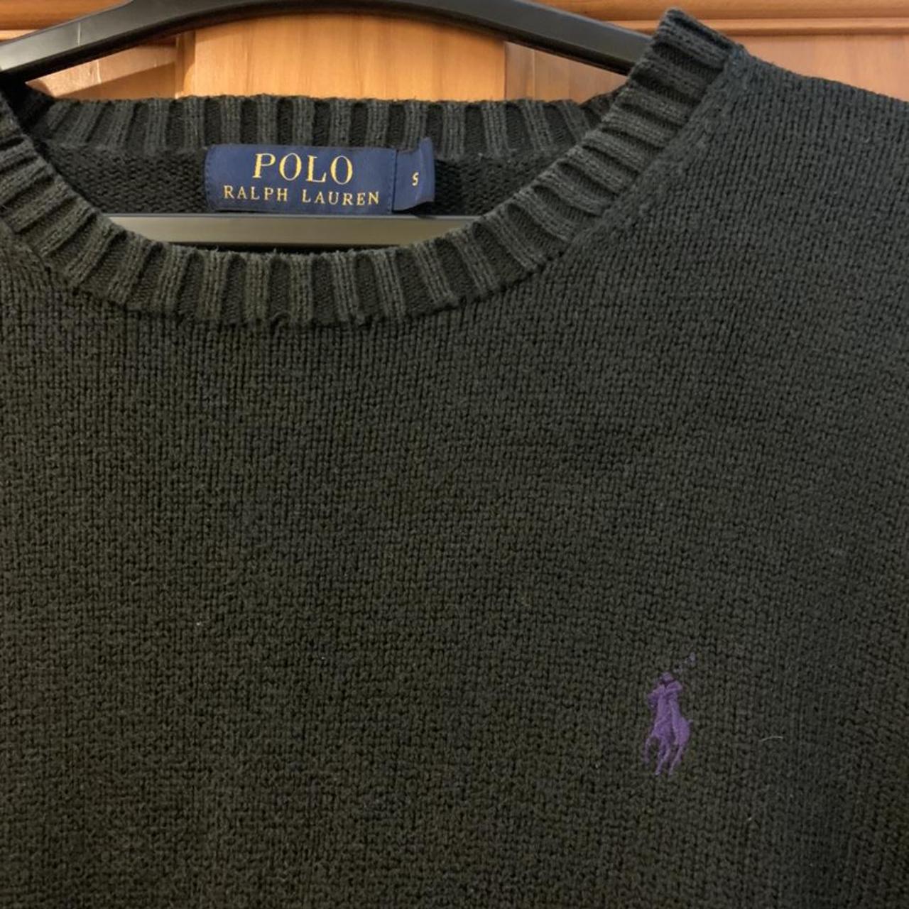 black polo sweater purple horse