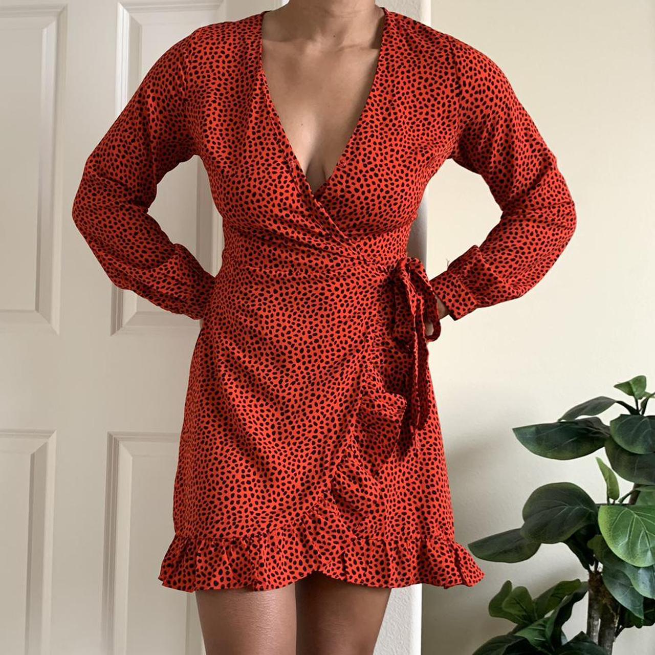 IVIVI wrap dress in red with black ...