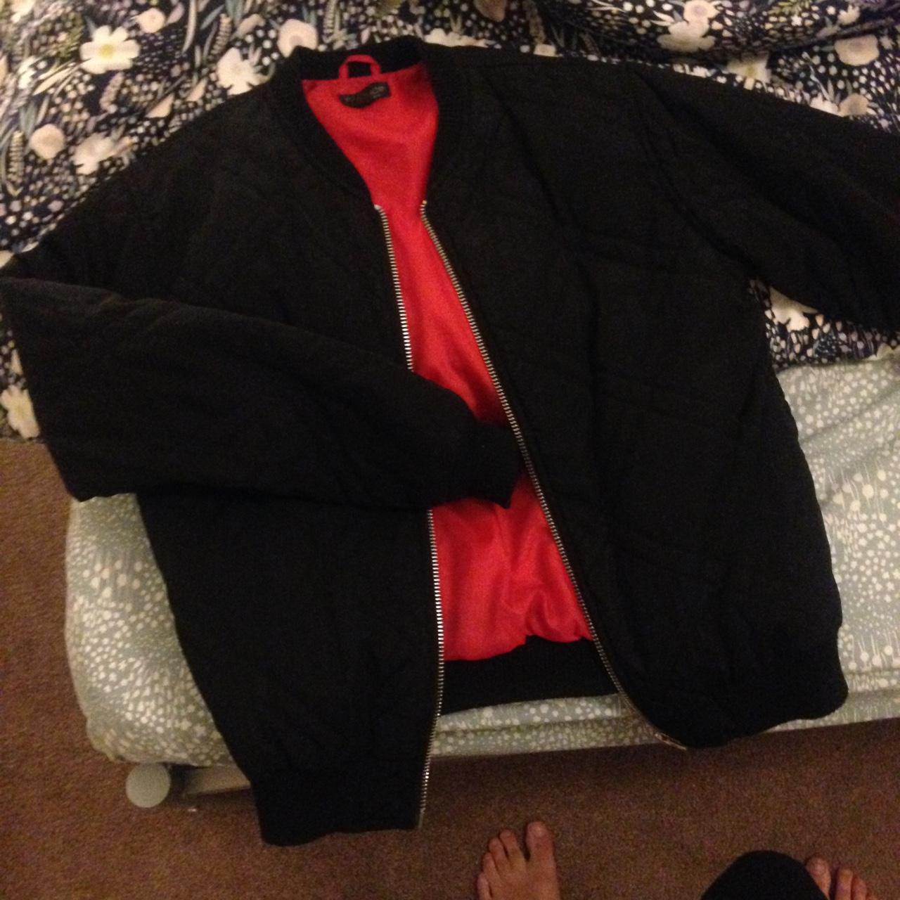 Black bomber jacket with red inside sale