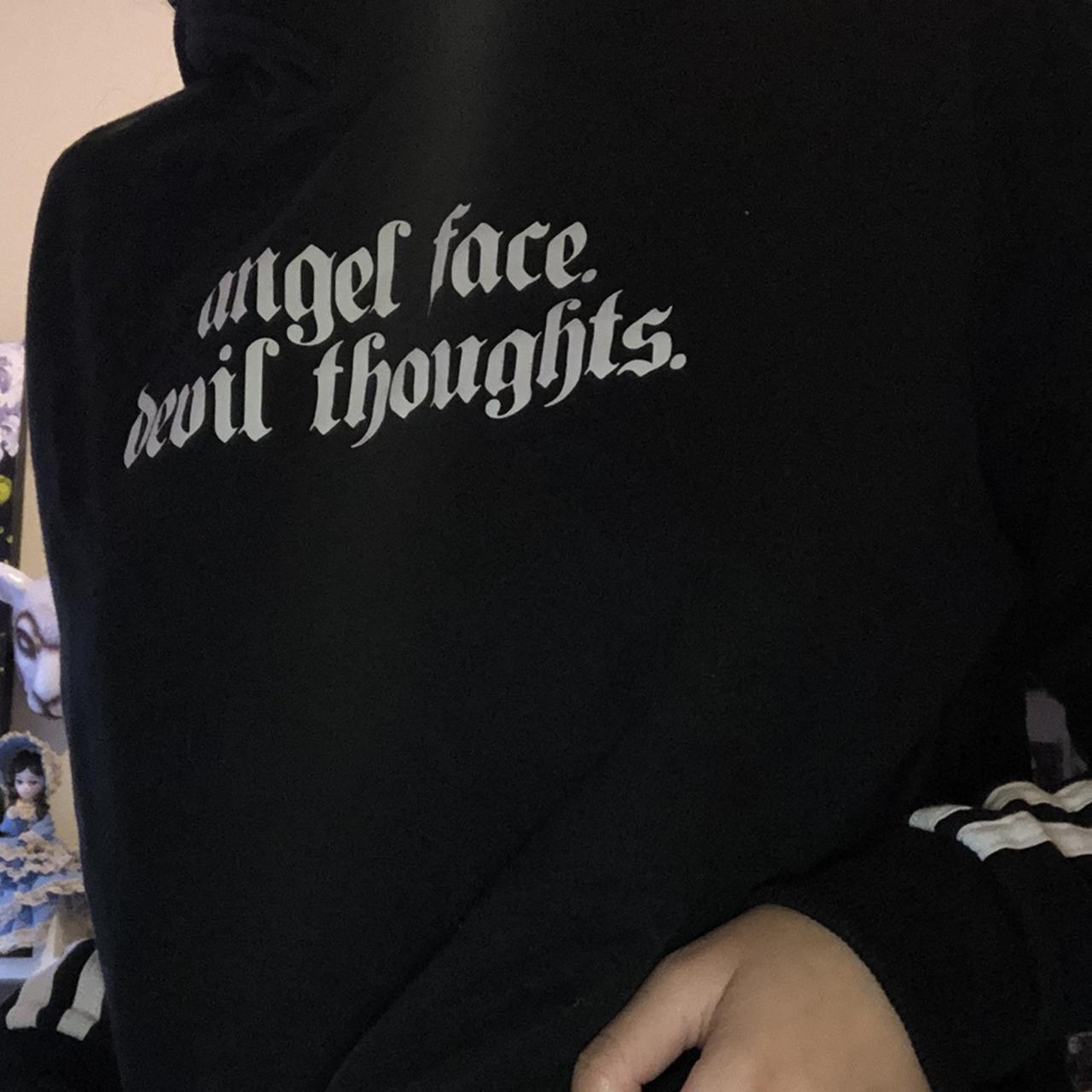 Angel face 2024 devil thoughts hoodie