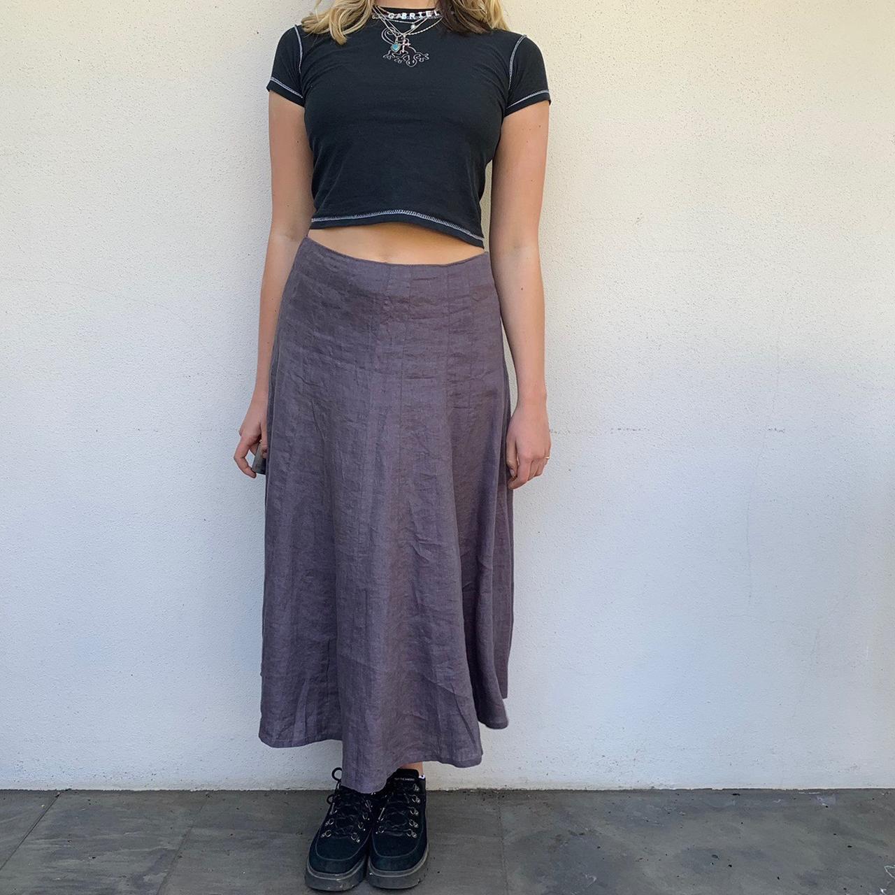 Dark grey linen maxi skirt. Size 8 but was a bit big... - Depop