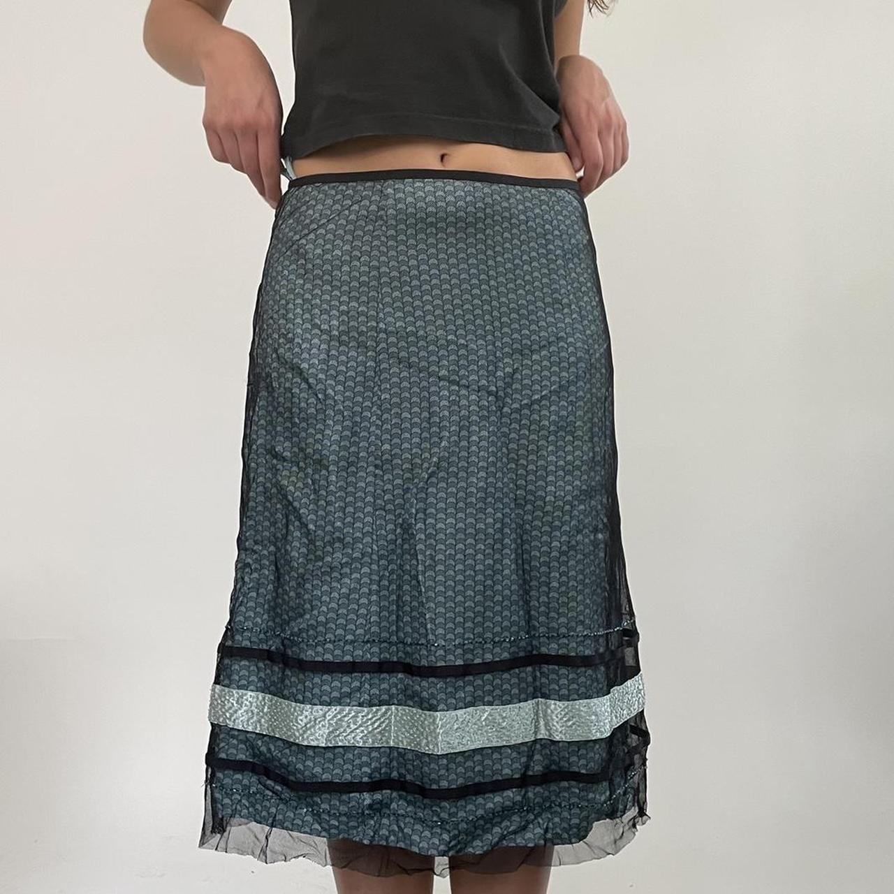 Teal and black mesh overlay midi skirt. Is almost... - Depop