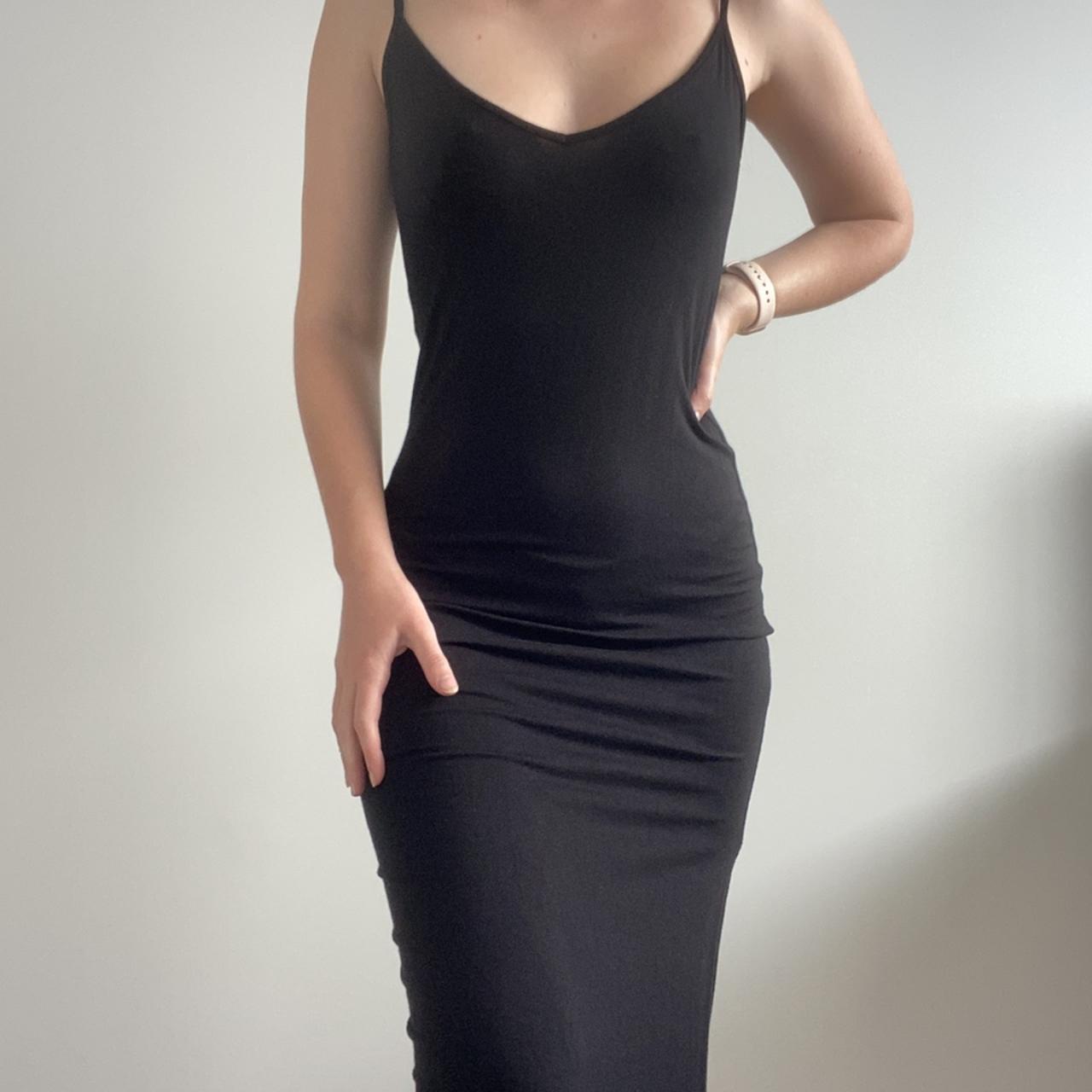 Boohoo slip dress Black Size 6 - Depop