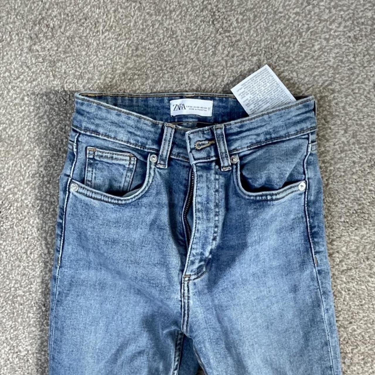 Zara cropped flared blue jeans, Size 6. I’m 5”2 and... Depop