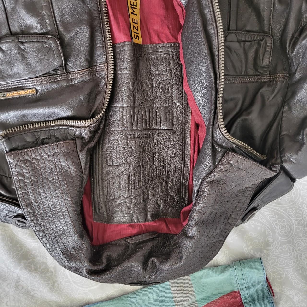 Genuine Leather Superdry Jacket Size Medium Open to... Depop