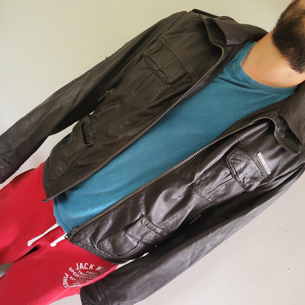 Genuine Leather Superdry Jacket Size Medium Open to... Depop