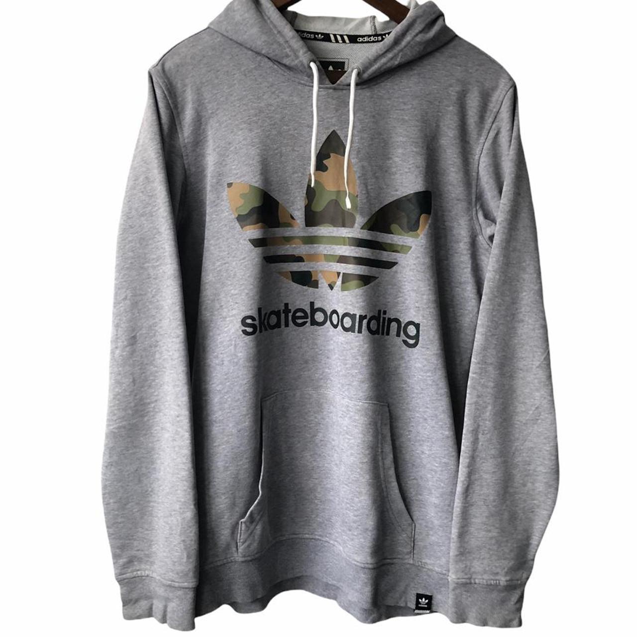 Adidas skateboarding hoodie in grey with BIG camo... Depop