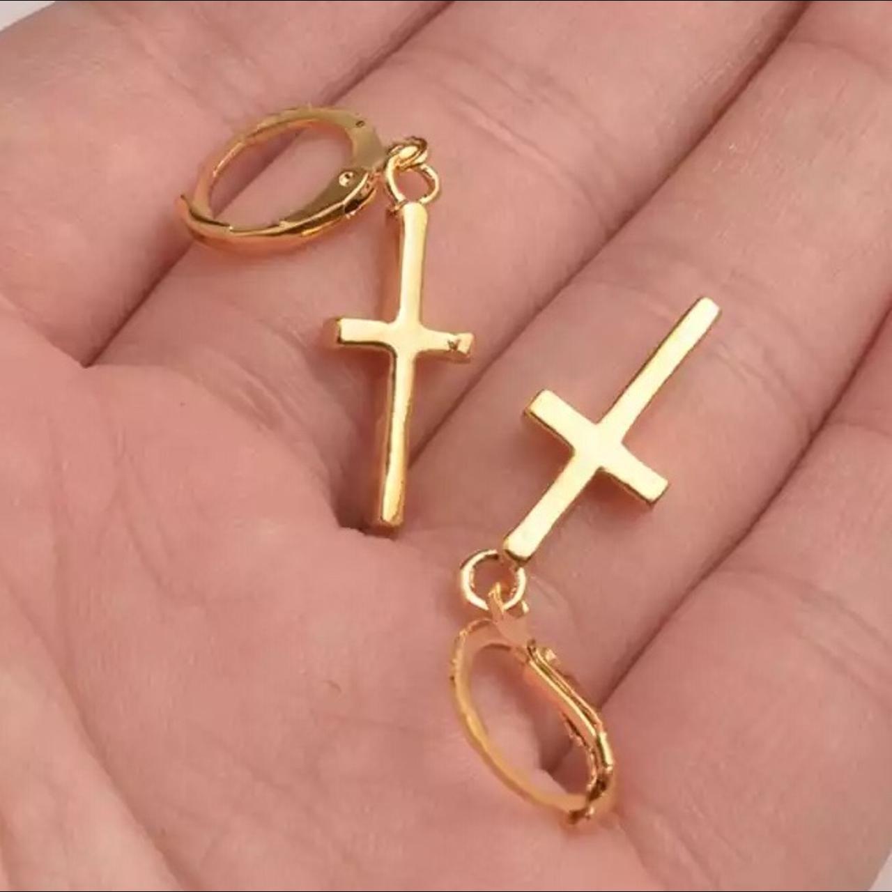 Gold cross earrings brand new perf to layer... Depop