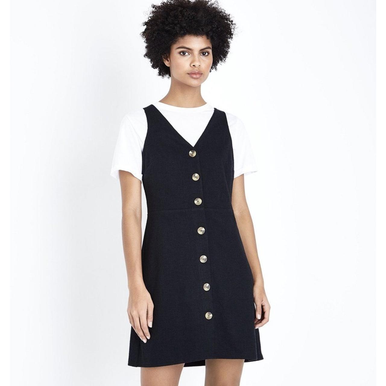 new look black button dress