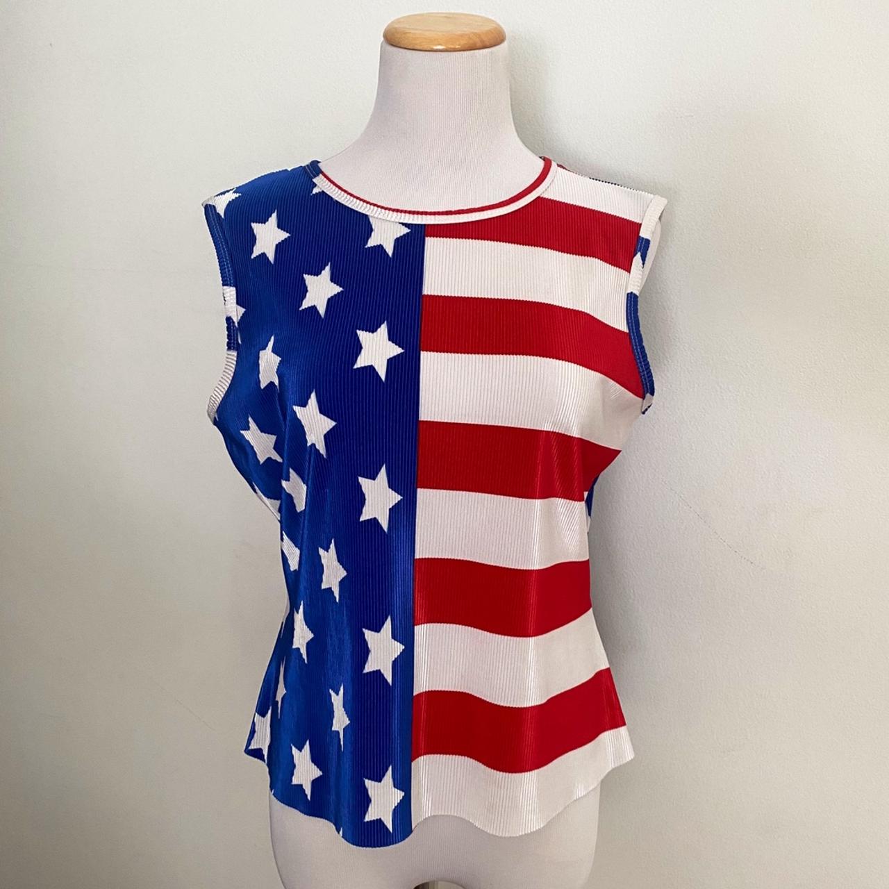 Vintage 1980's Red White and Blue Stars and Stripes... - Depop