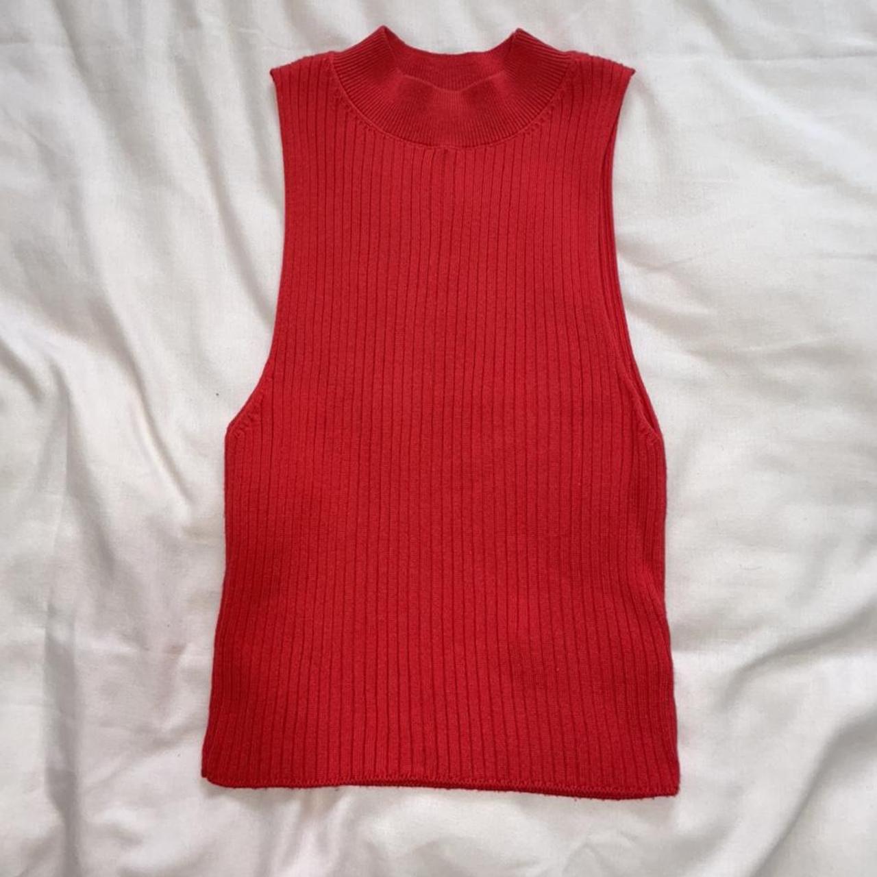 Red knit tank top from topshop size 8 worn once - Depop