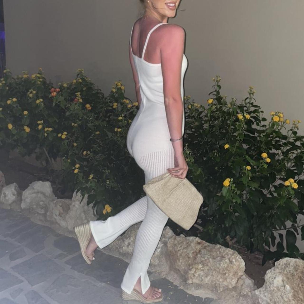 Gorgeous cream knit jumpsuit worn once for about an... - Depop