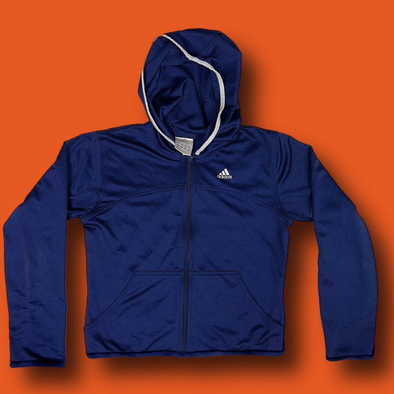 Adidas Women's Blue and White Jacket Depop