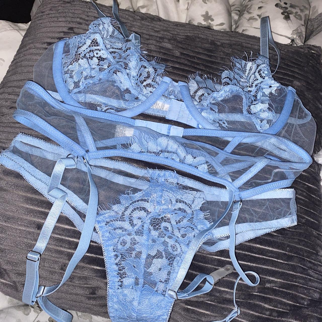 Lly the label lingerie set in baby blue. Only worn... - Depop