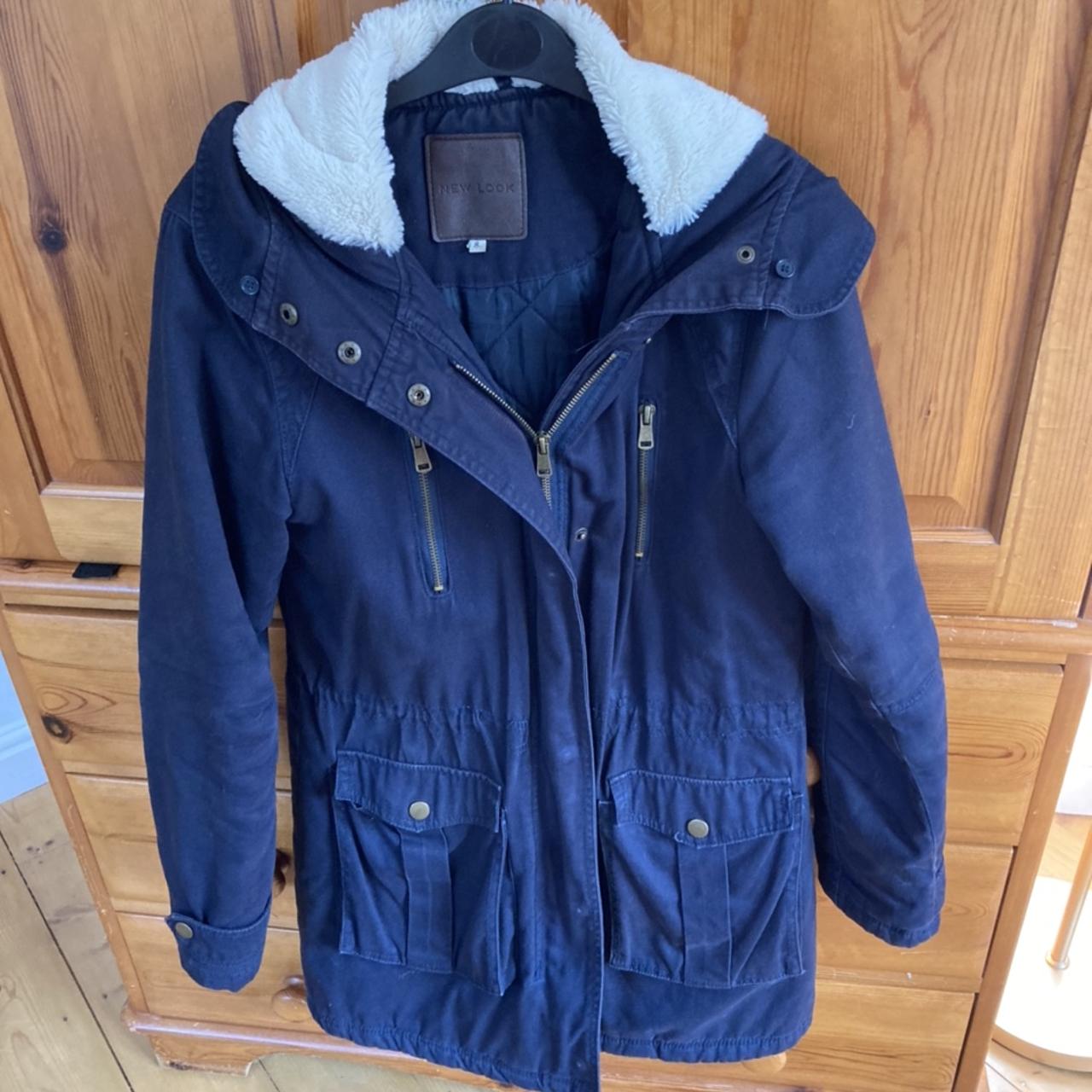 New Look Parka coat in Navy 💙 Has deep pockets and a... Depop