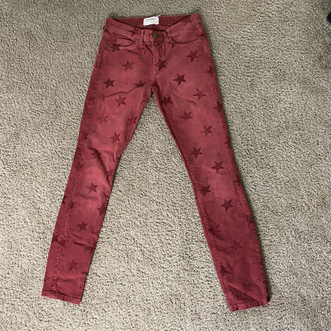 Current/Elliott Women's Burgundy Jeans Depop
