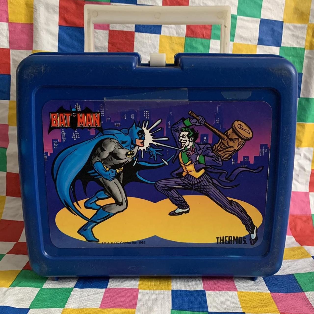 Batman and the Joker Thermos Plastic Lunchbox DC Comics 1982 with Cup USED  - We-R-Toys