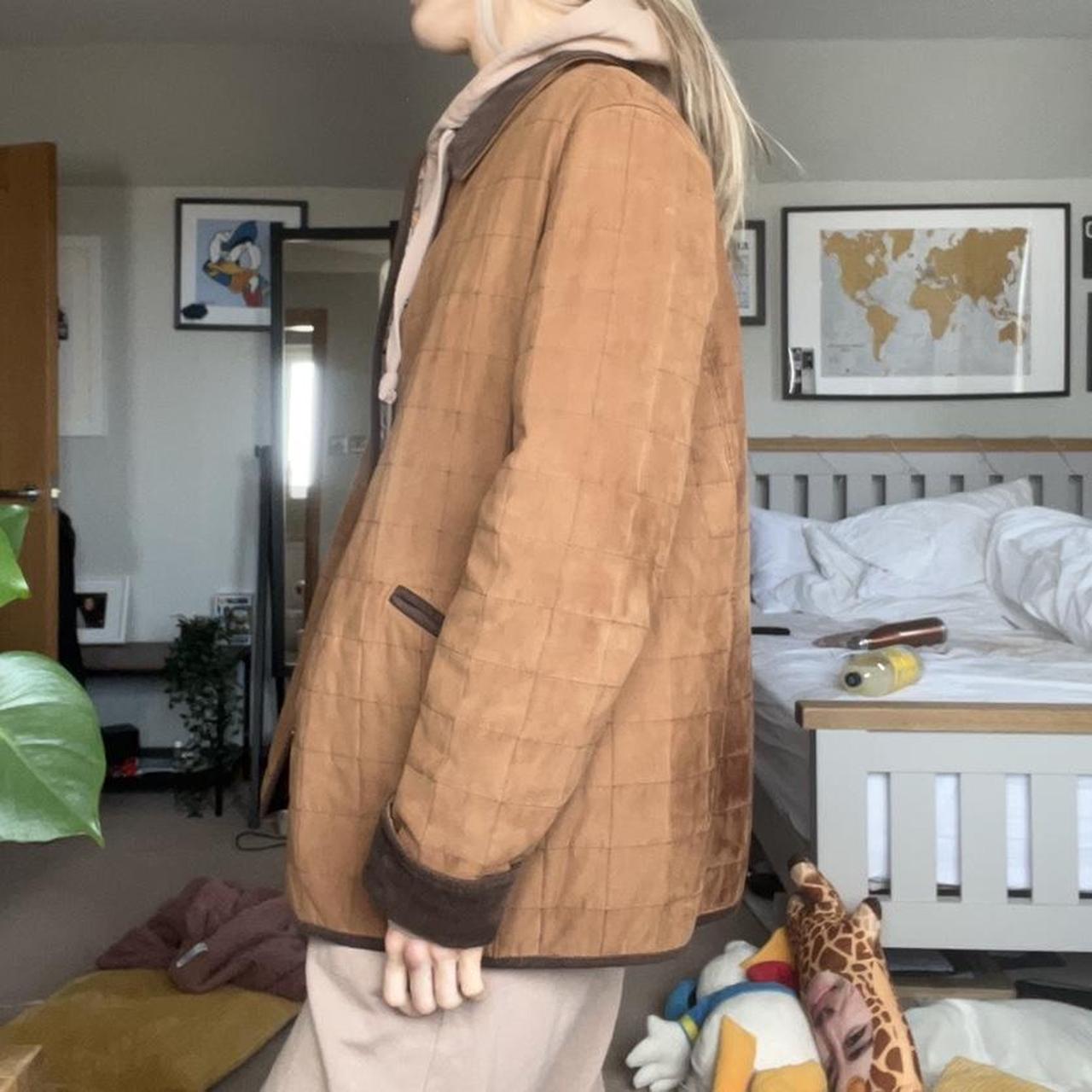 Vintage Brown quilted coat Size 16 shown on... Depop