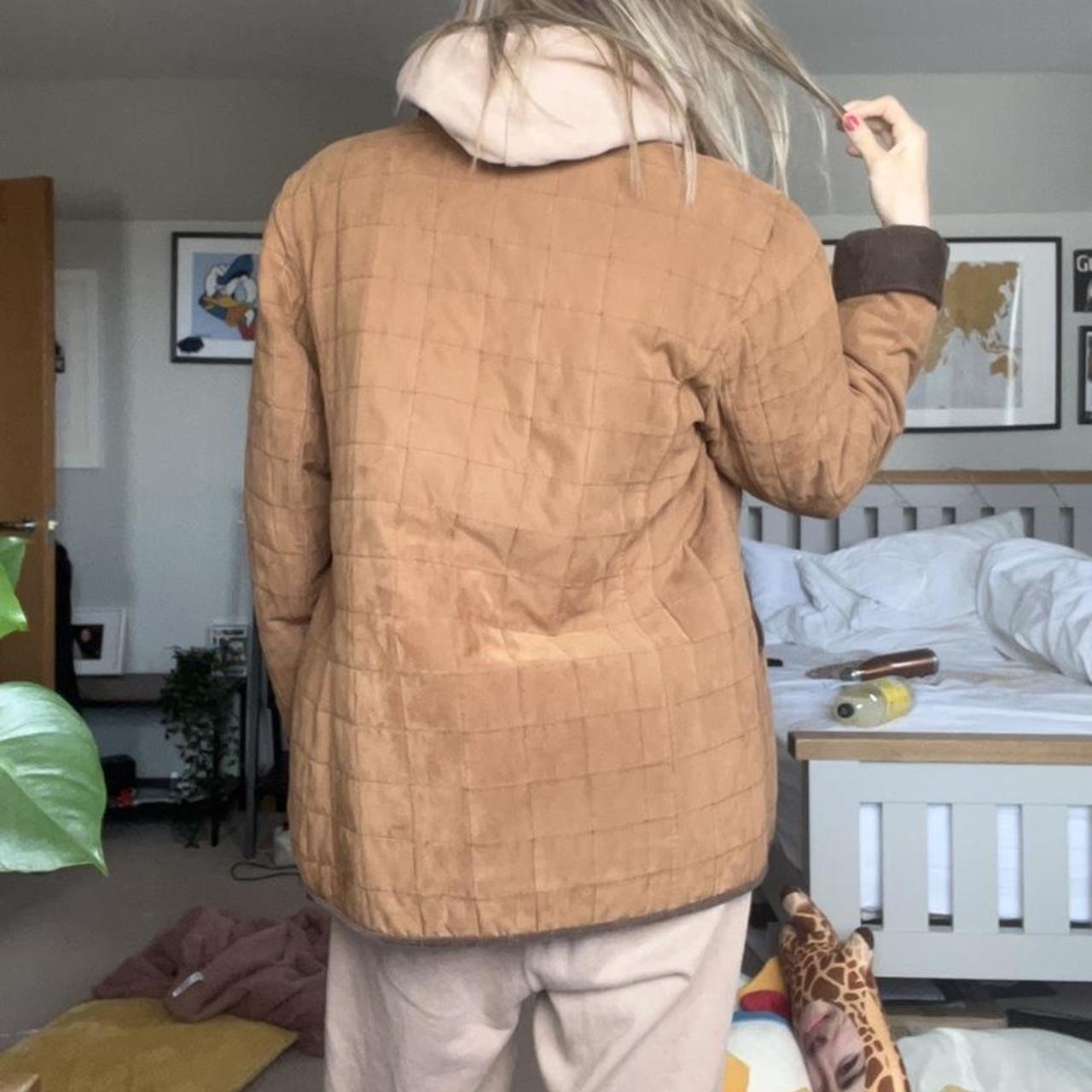 Vintage Brown quilted coat Size 16 shown on... Depop