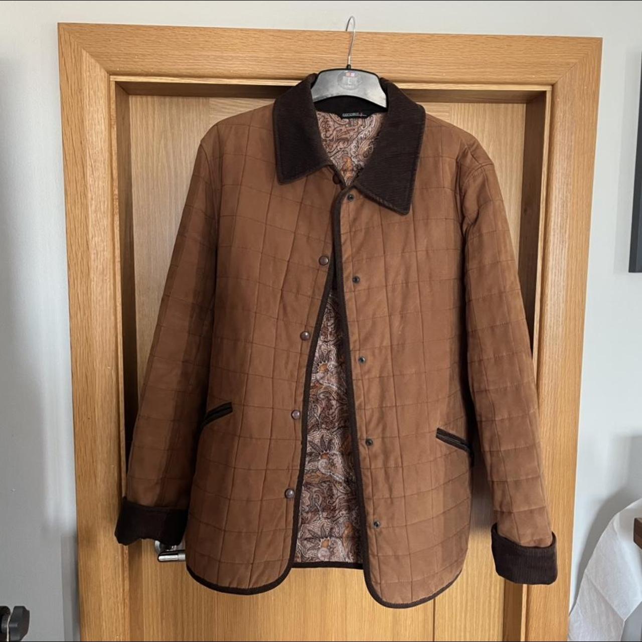Vintage Brown quilted coat Size 16 shown on... Depop