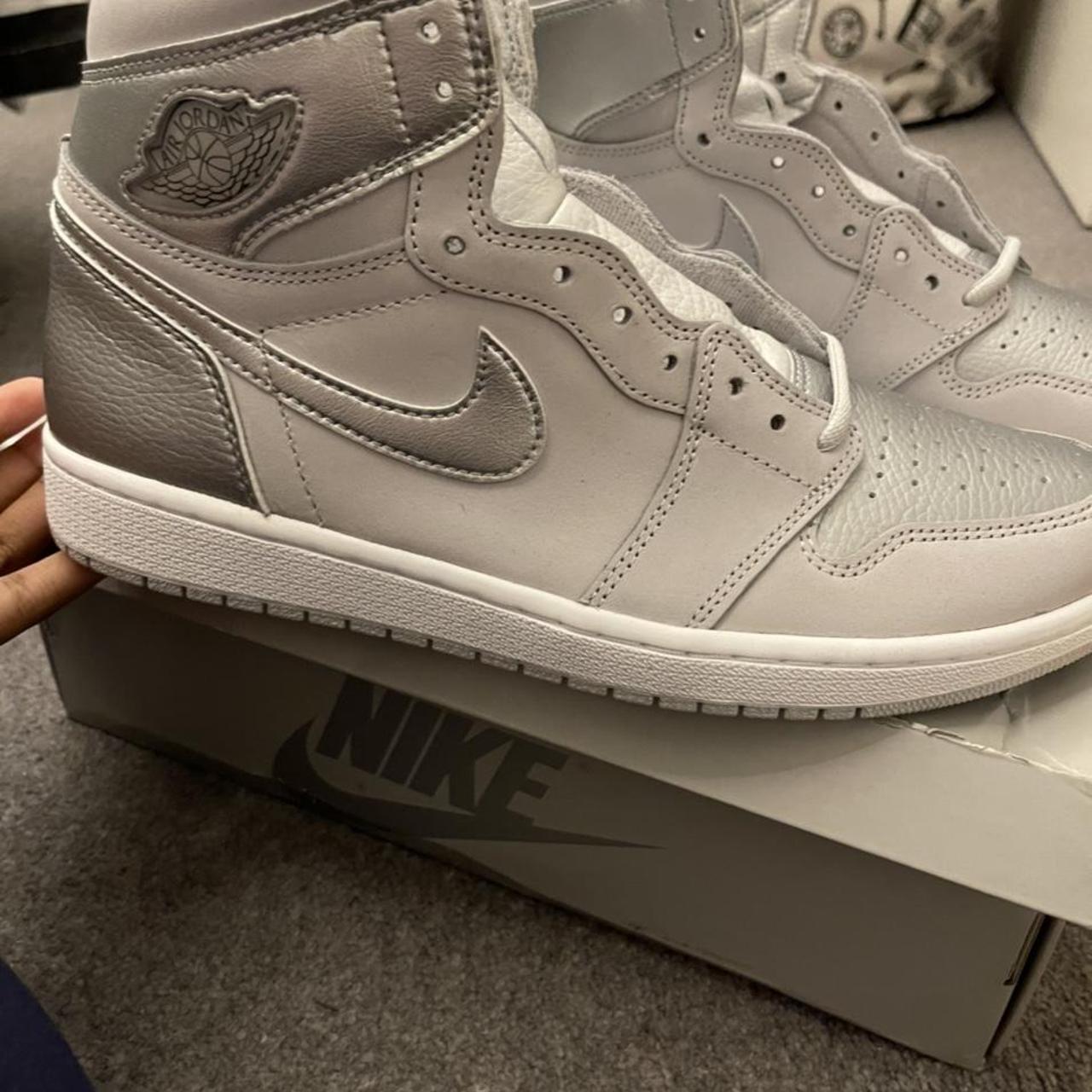 Air Jordan 1 High OG Neutral grey/Metallic silver... - Depop