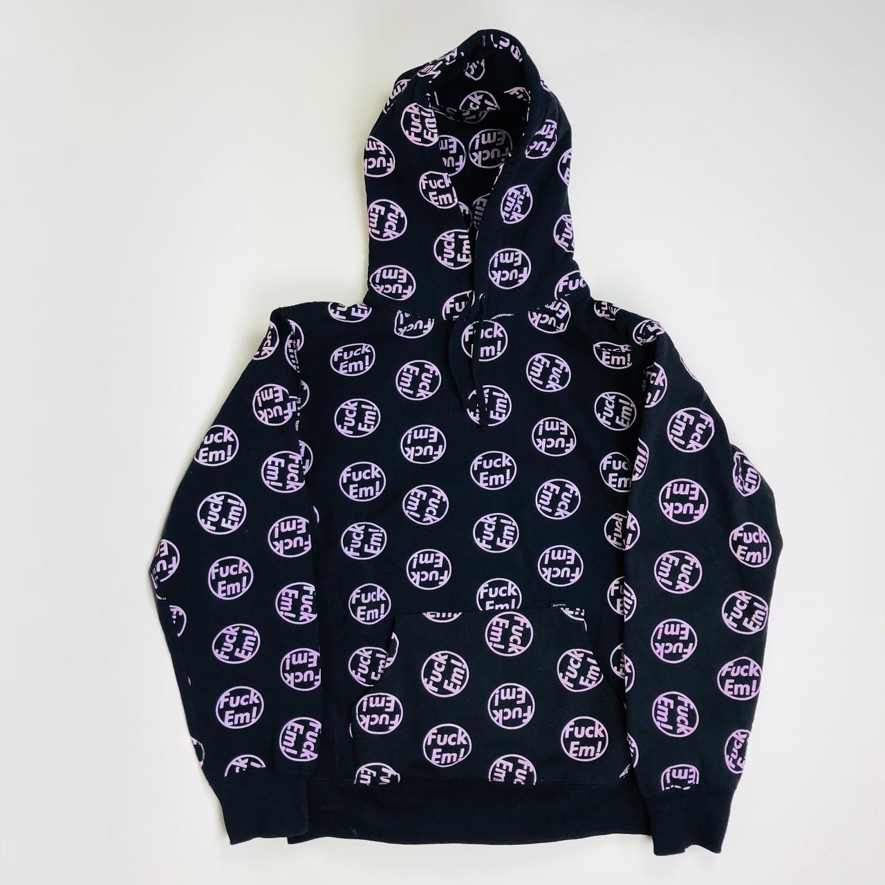 レビュー高評価商品 Em! Fuck Supreme hoodie. Depop | back the on stain Minor トップス